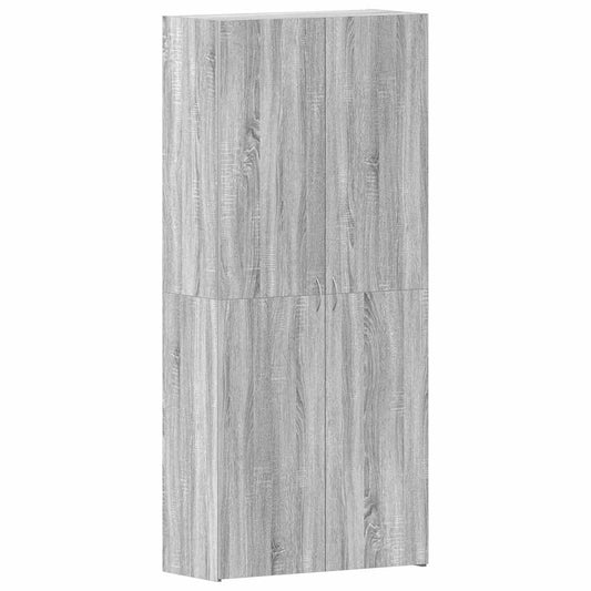 Schuhschrank mit Regal Grau 80 x 35,5 x 180 cm Holzwerkstoff