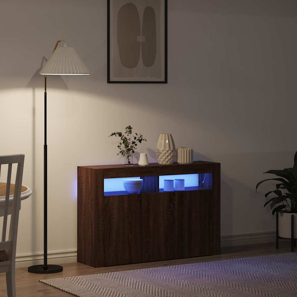 Sideboard Braun Eichen-Optik 116 x 30 x 75 cm Holzwerkstoff