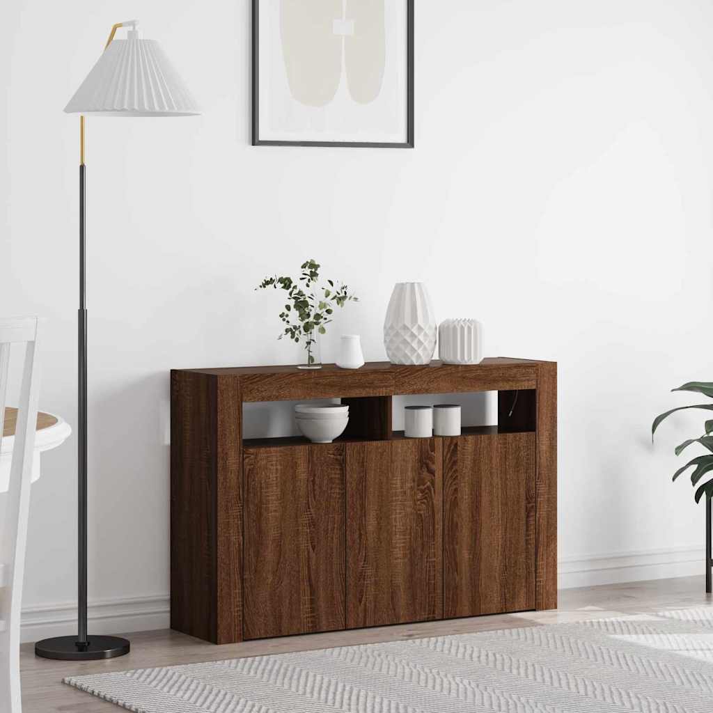 Sideboard Braun Eichen-Optik 116 x 30 x 75 cm Holzwerkstoff