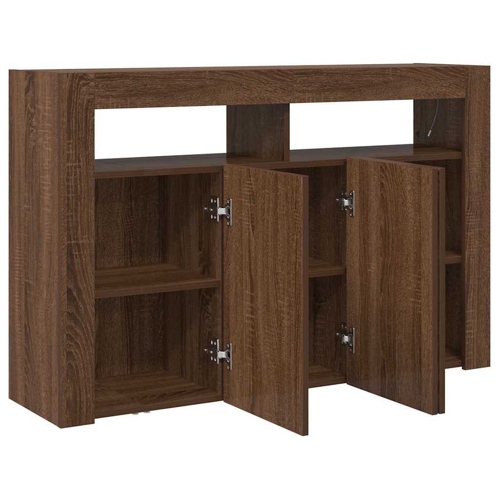 Sideboard Braun Eichen-Optik 116 x 30 x 75 cm Holzwerkstoff