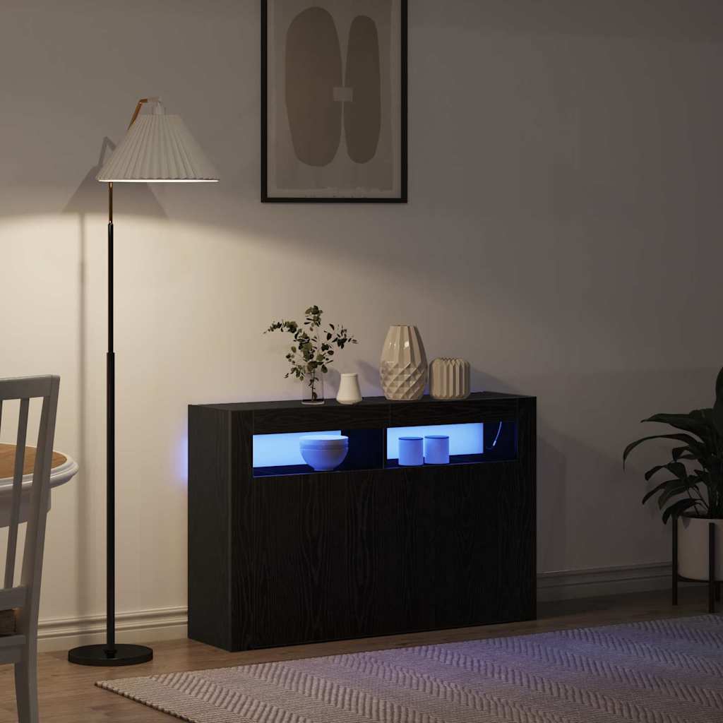 Sideboard Schwarz Eichen-Optik 116 x 30 x 75 cm Holzwerkstoff