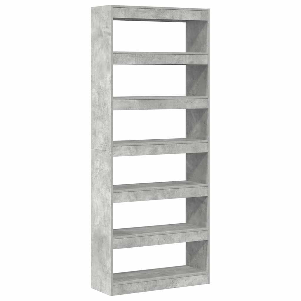 Bücherregal mit Regal Betongrau 80 x 30 x 198 cm Holzwerkstoff