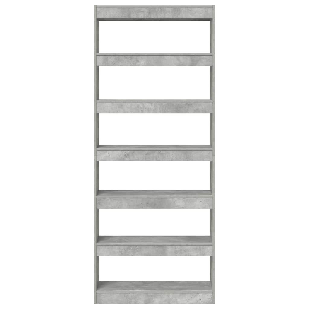 Bücherregal mit Regal Betongrau 80 x 30 x 198 cm Holzwerkstoff