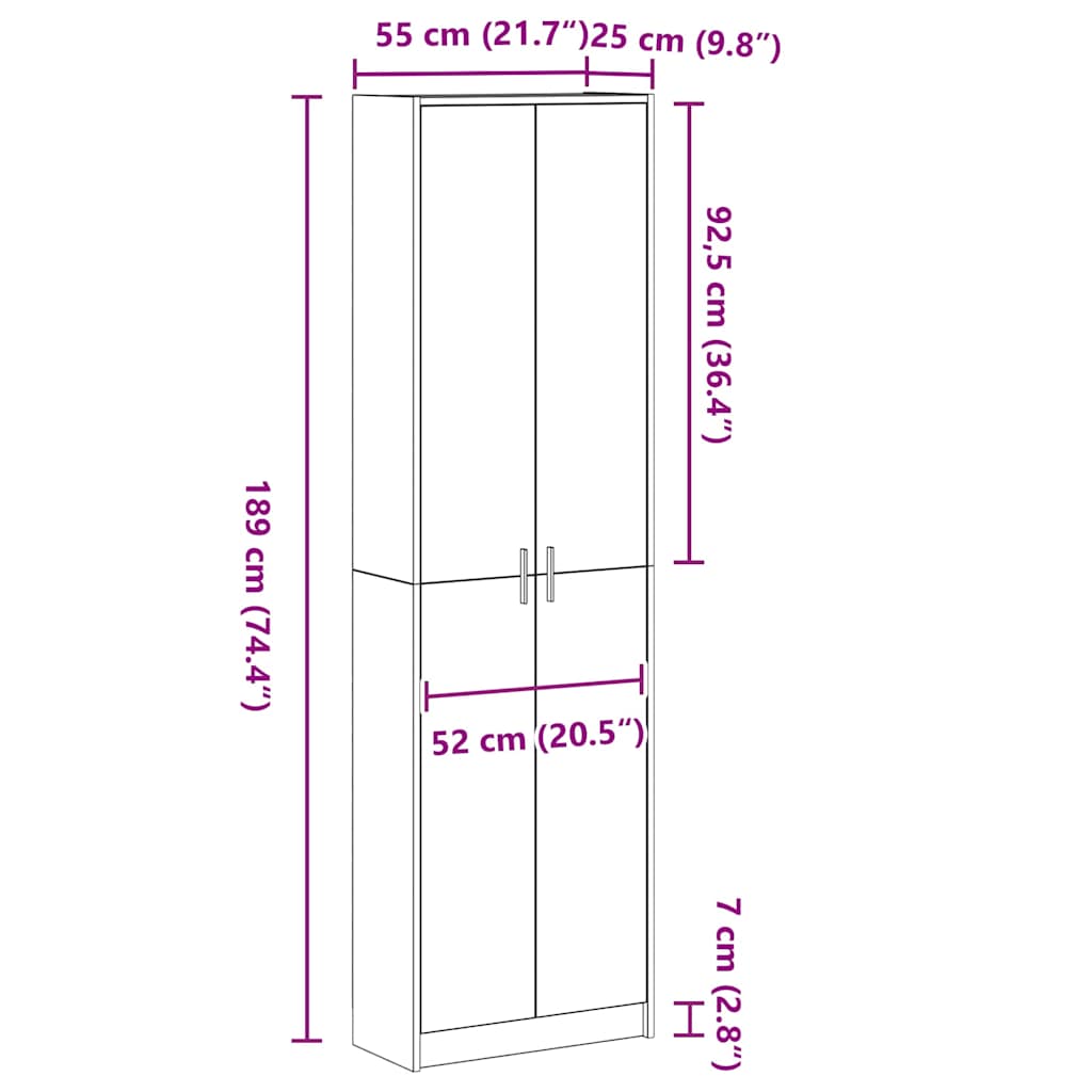 Kleiderschrank mit Regal Schwarz Eichen-Optik 55 x 25 x 189 cm