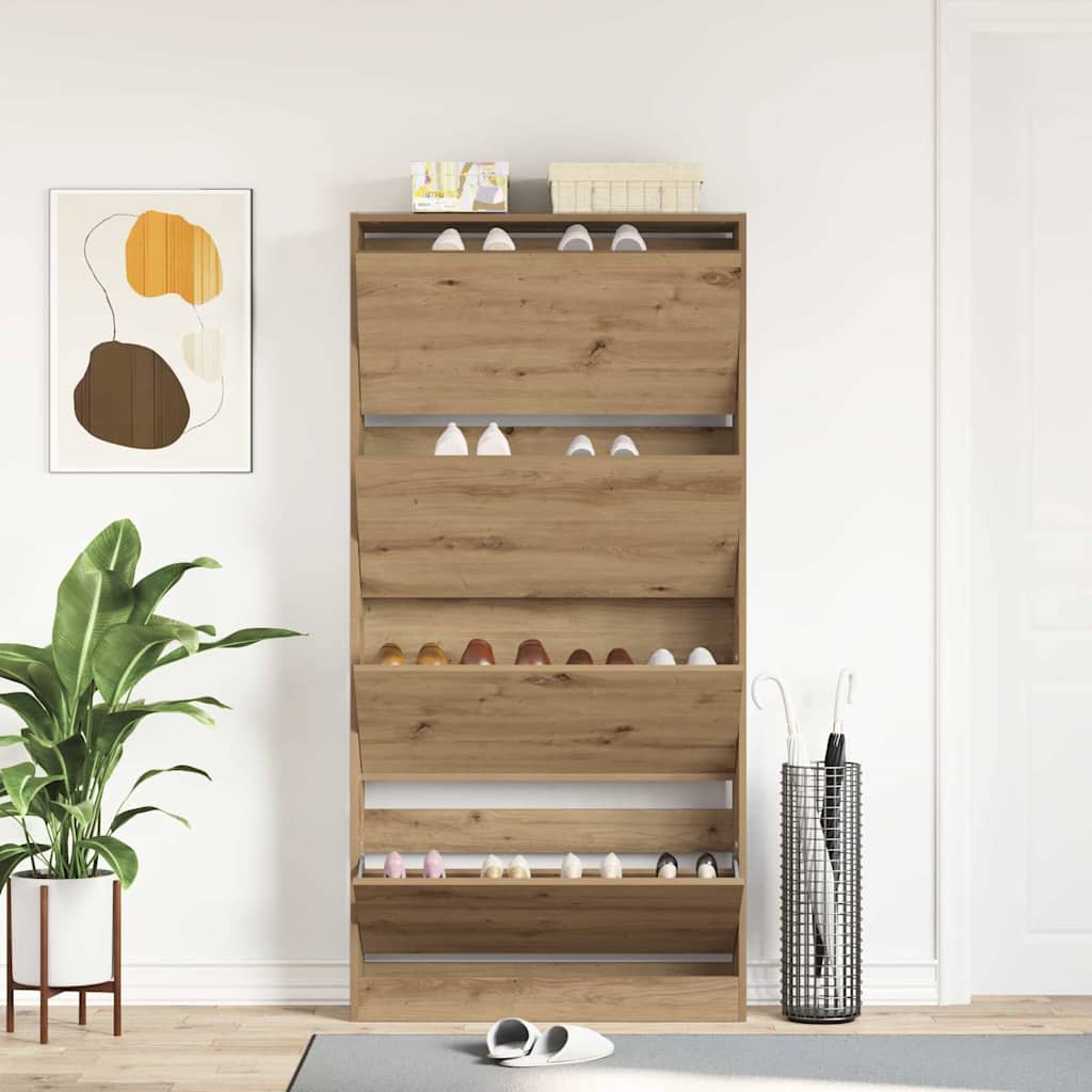 Schuhschrank Artisan-Eiche 80 x 21 x 163.5 cm Holzwerkstoff