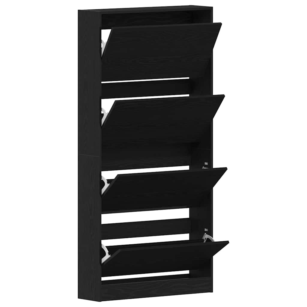 Schuhschrank mit Tür Schwarz Eichen-Optik 80 x 21 x 163.5 cm