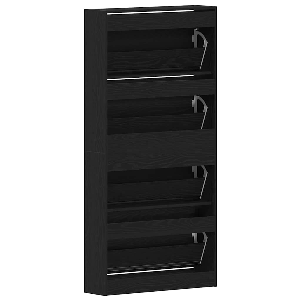 Schuhschrank mit Tür Schwarz Eichen-Optik 80 x 21 x 163.5 cm