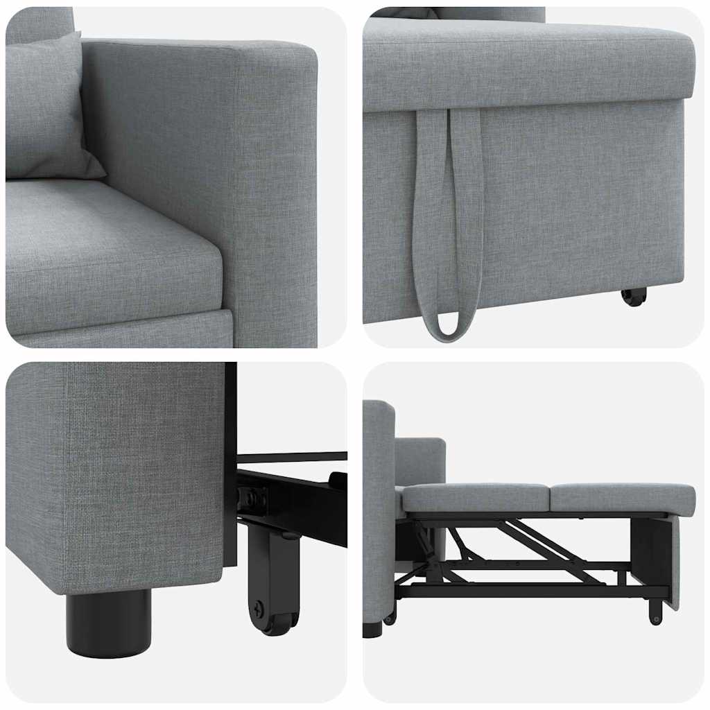 Einzel-Schlafsofa mit Rädern Hellgrau 90 x 165 x 87 cm Stoff