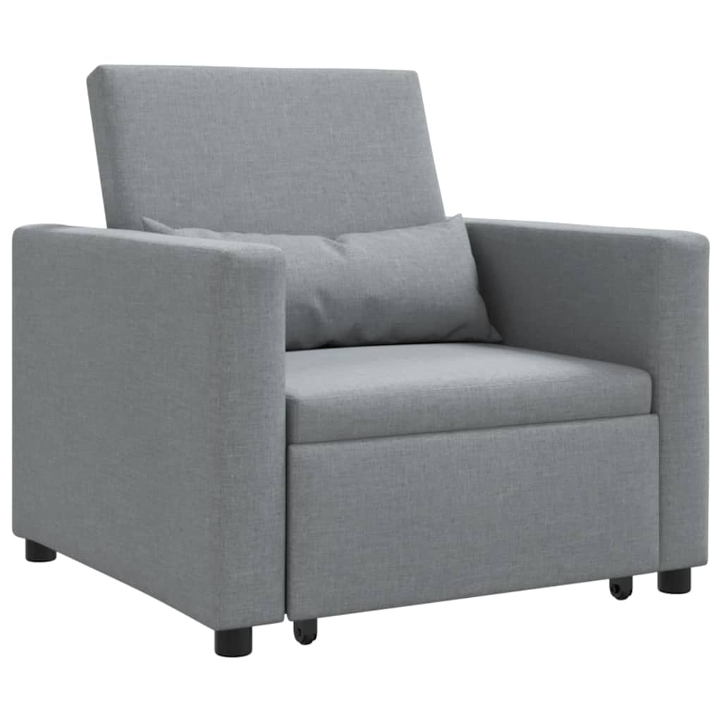 Einzel-Schlafsofa mit Rädern Hellgrau 90 x 165 x 87 cm Stoff