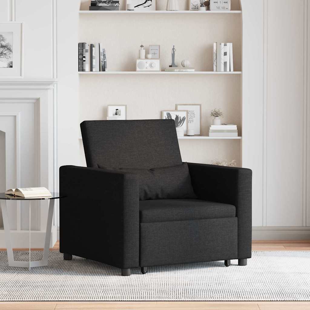 Einzel-Schlafsofa mit Rädern Schwarz 90 x 165 x 87 cm Stoff