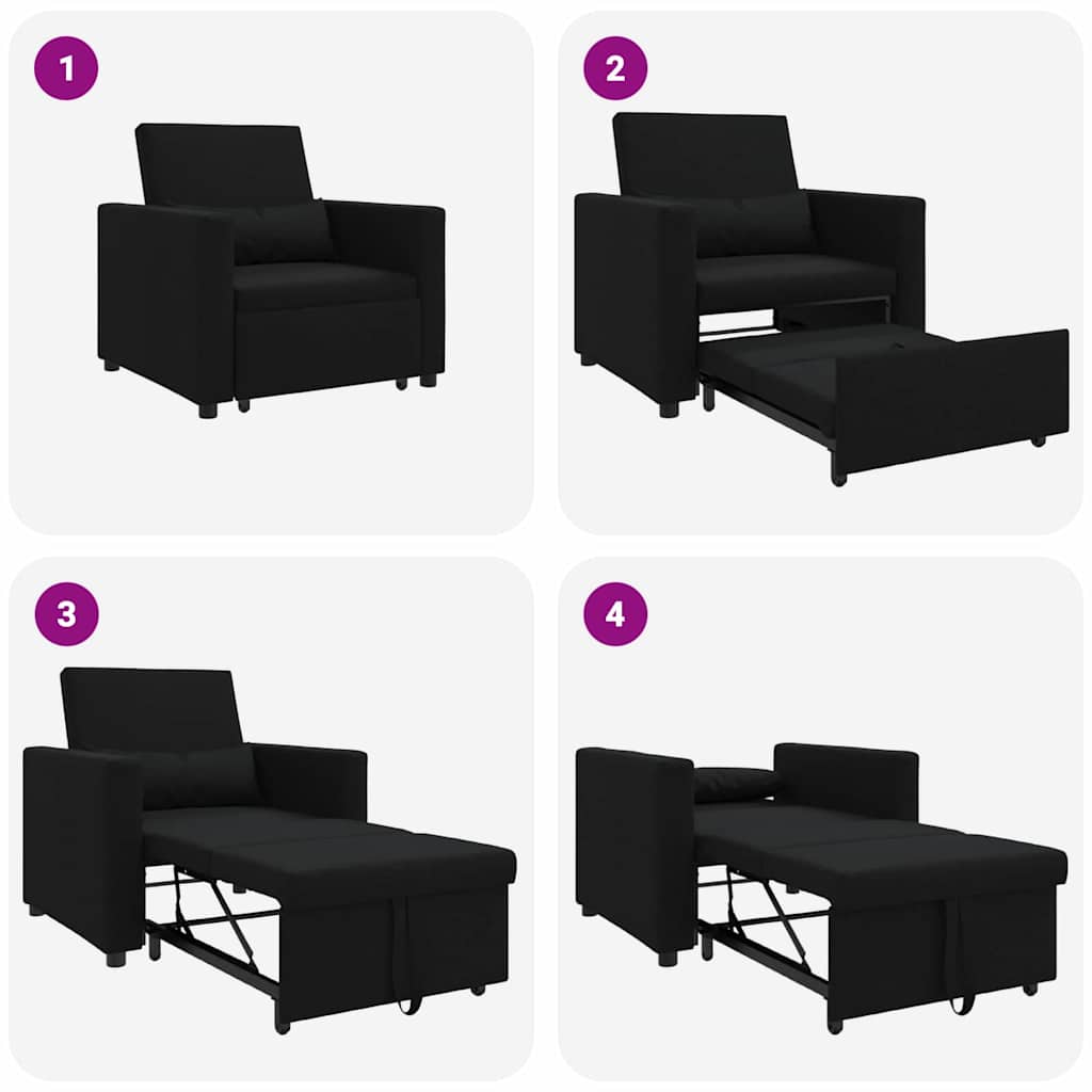 Einzel-Schlafsofa mit Rädern Schwarz 90 x 165 x 87 cm Stoff