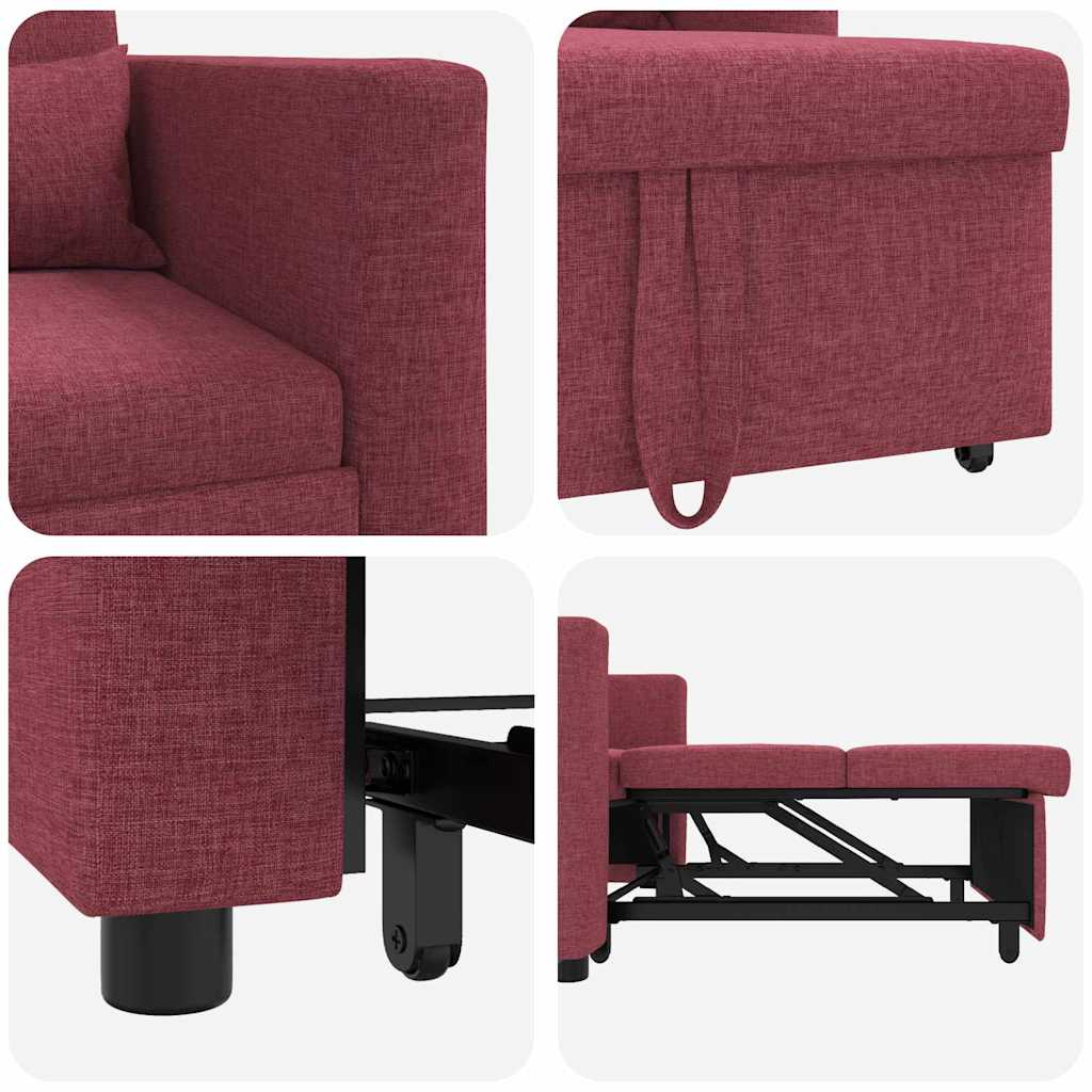 Einzel-Schlafsofa mit Rädern Weinrot 90 x 165 x 87 cm Stoff