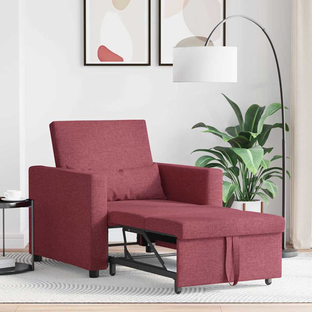 Einzel-Schlafsofa mit Rädern Weinrot 90 x 165 x 87 cm Stoff
