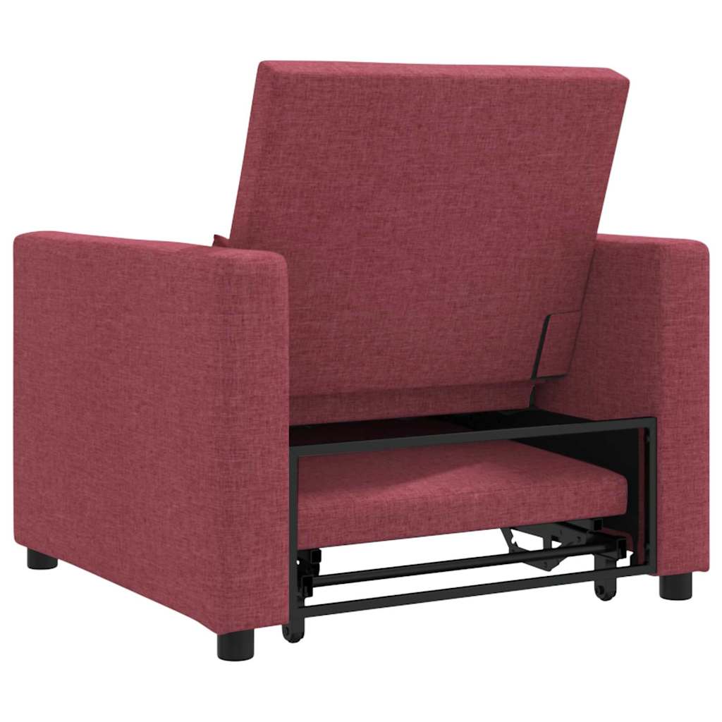 Einzel-Schlafsofa mit Rädern Weinrot 90 x 165 x 87 cm Stoff