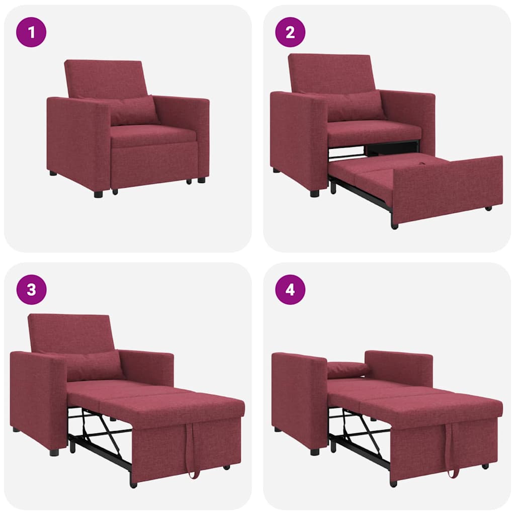 Einzel-Schlafsofa mit Rädern Weinrot 90 x 165 x 87 cm Stoff