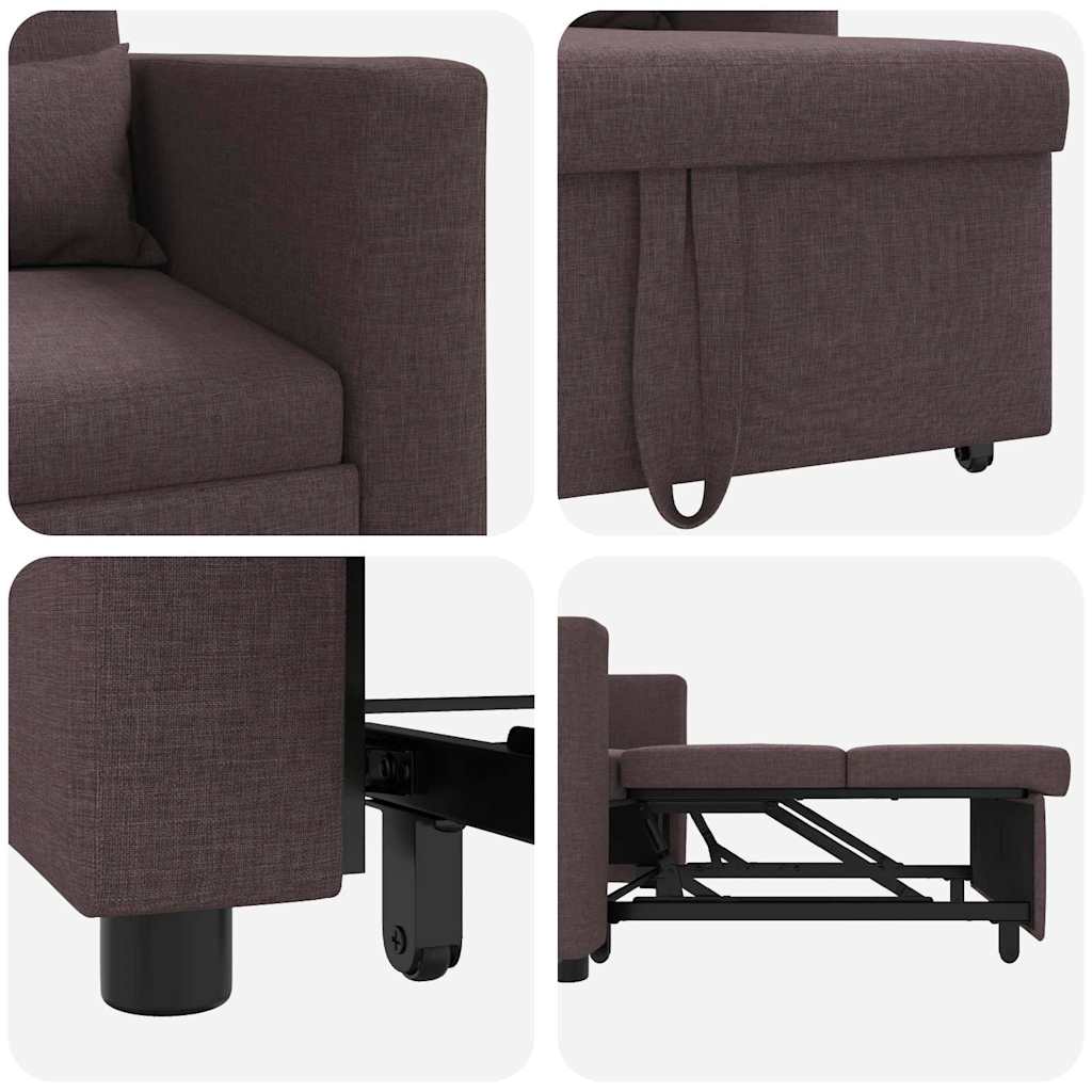 Einzel-Schlafsofa mit Rädern Dunkelbraun 90 x 165 x 87 cm Stoff