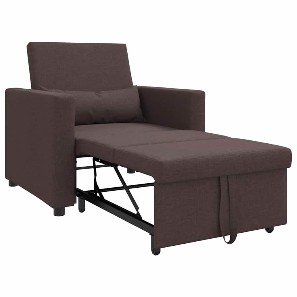 Einzel-Schlafsofa mit Rädern Dunkelbraun 90 x 165 x 87 cm Stoff