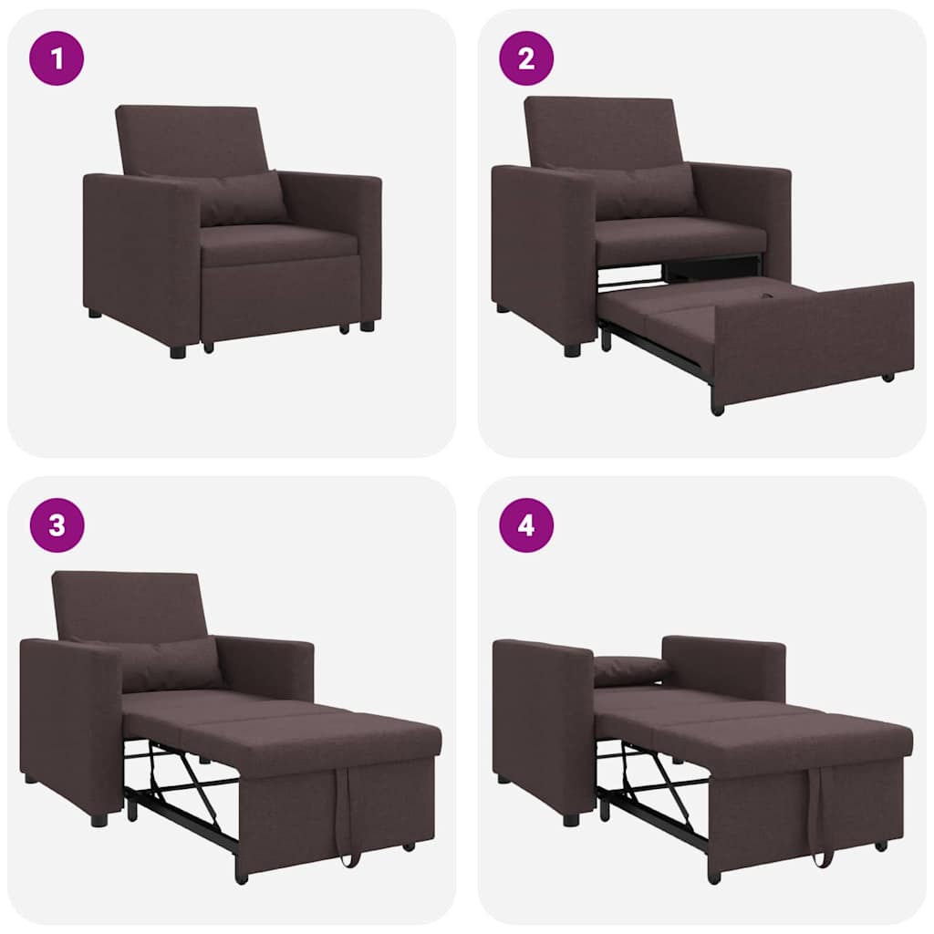 Einzel-Schlafsofa mit Rädern Dunkelbraun 90 x 165 x 87 cm Stoff