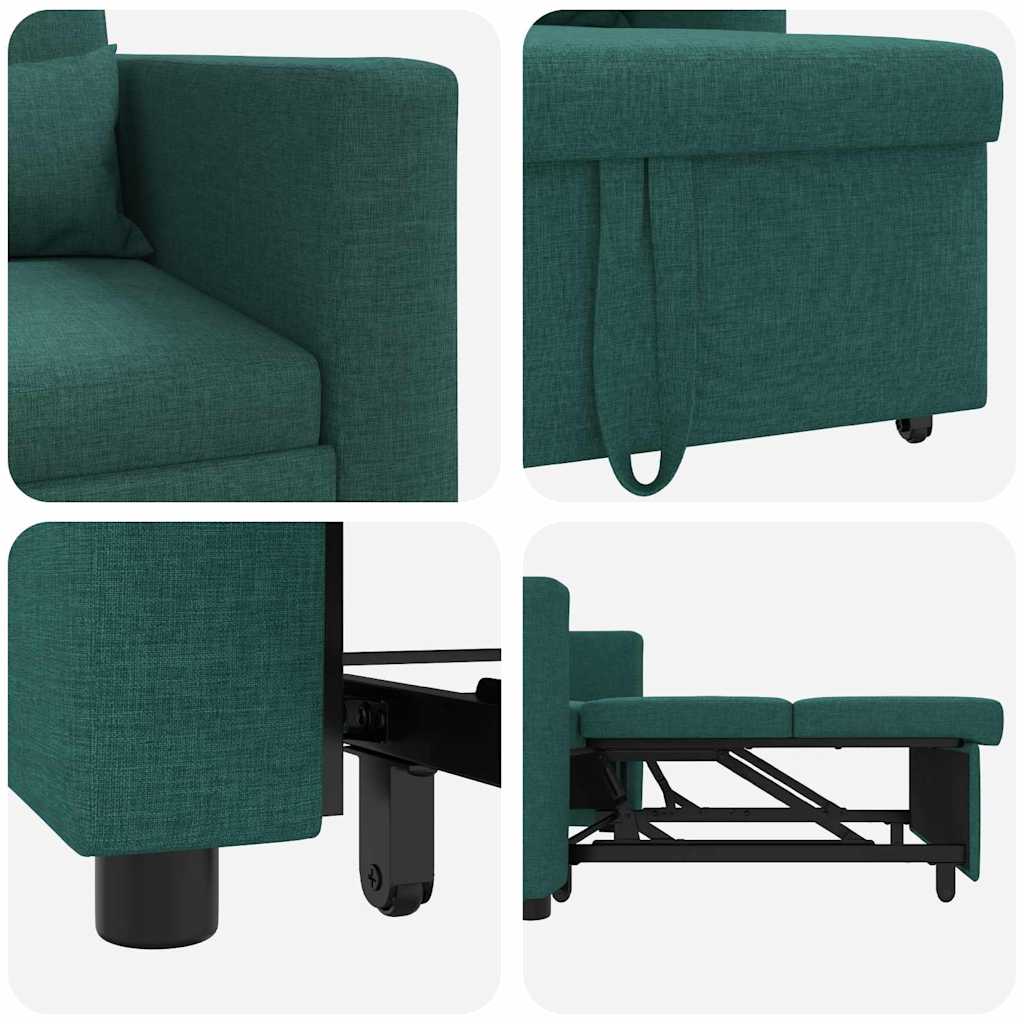 Einzel-Schlafsofa mit Rädern Dunkelgrün 90 x 165 x 87 cm Stoff