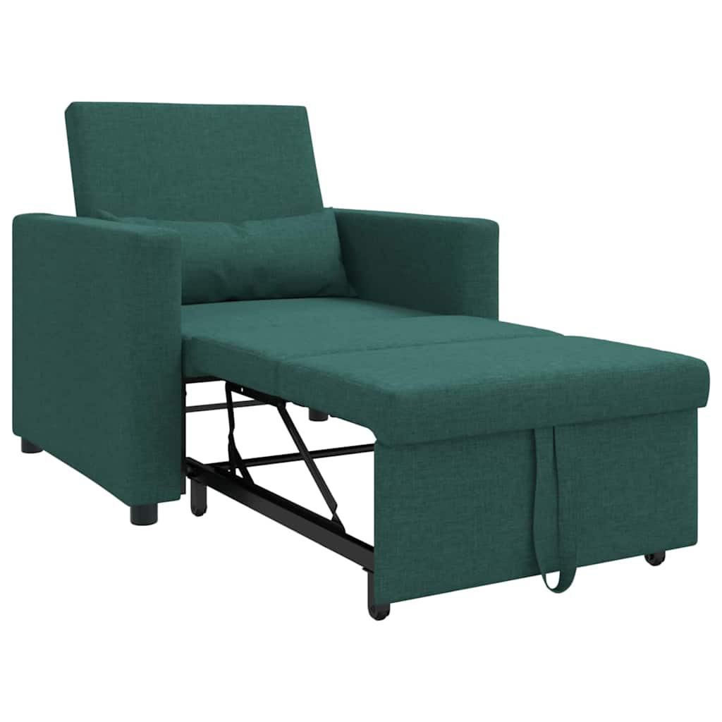 Einzel-Schlafsofa mit Rädern Dunkelgrün 90 x 165 x 87 cm Stoff