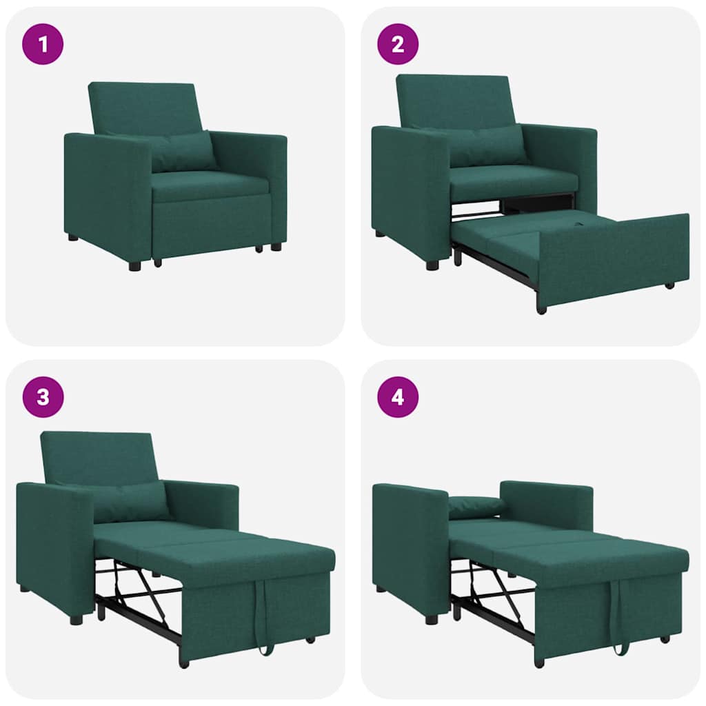 Einzel-Schlafsofa mit Rädern Dunkelgrün 90 x 165 x 87 cm Stoff