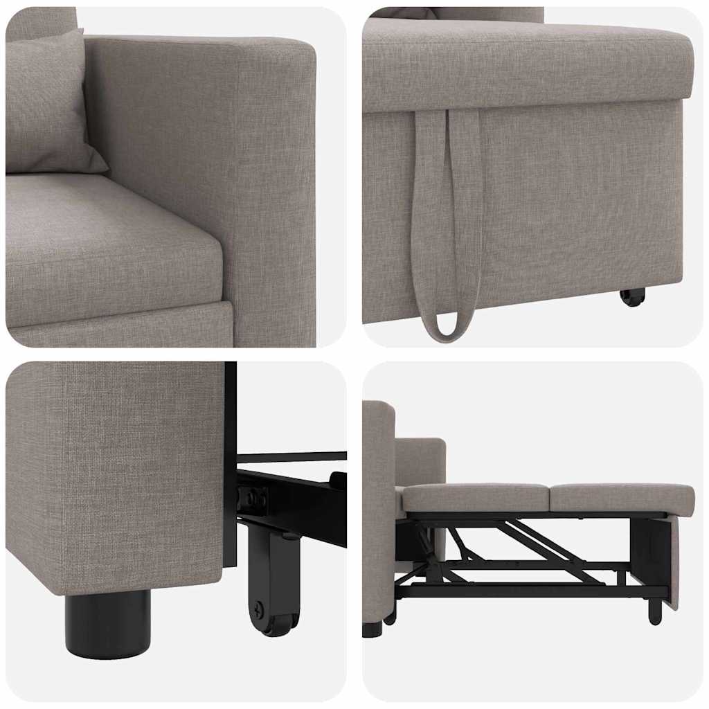 Einzel-Schlafsofa mit Rädern Taupe 90 x 165 x 87 cm Stoff