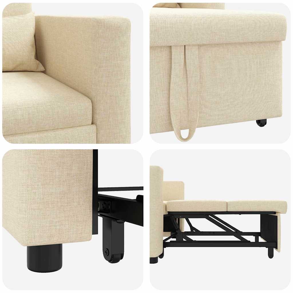 Einzel-Schlafsofa mit Rädern Creme 90 x 165 x 87 cm Stoff
