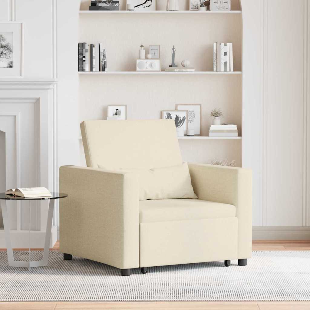 Einzel-Schlafsofa mit Rädern Creme 90 x 165 x 87 cm Stoff