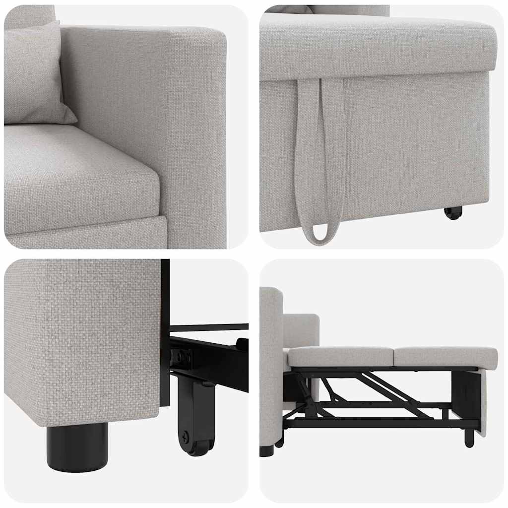 Einzel-Schlafsofa mit Rädern Wolkengrau 90 x 165 x 87 cm Stoff