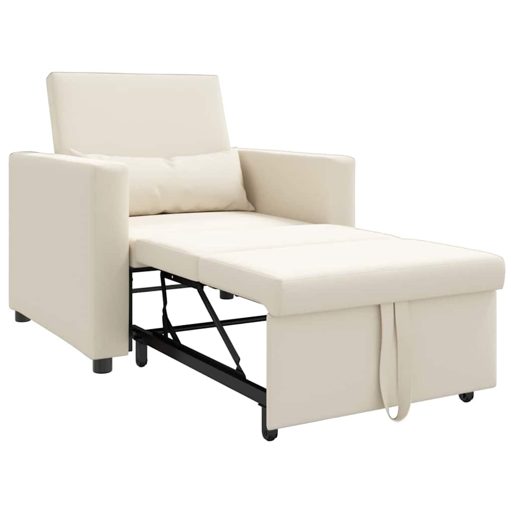 Einzel-Schlafsofa mit Rädern Cremeweiß 90 x 165 x 87 cm Stoff