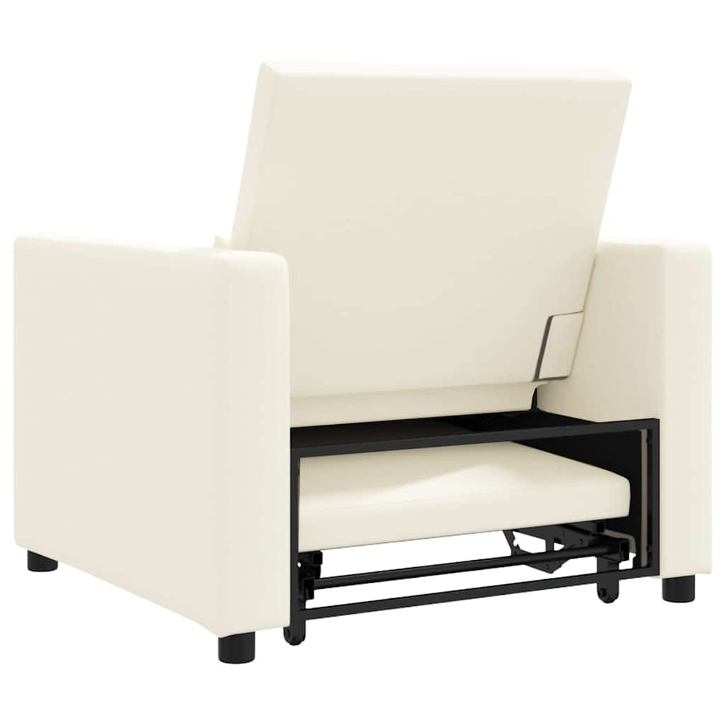 Einzel-Schlafsofa mit Rädern Cremeweiß 90 x 165 x 87 cm Stoff