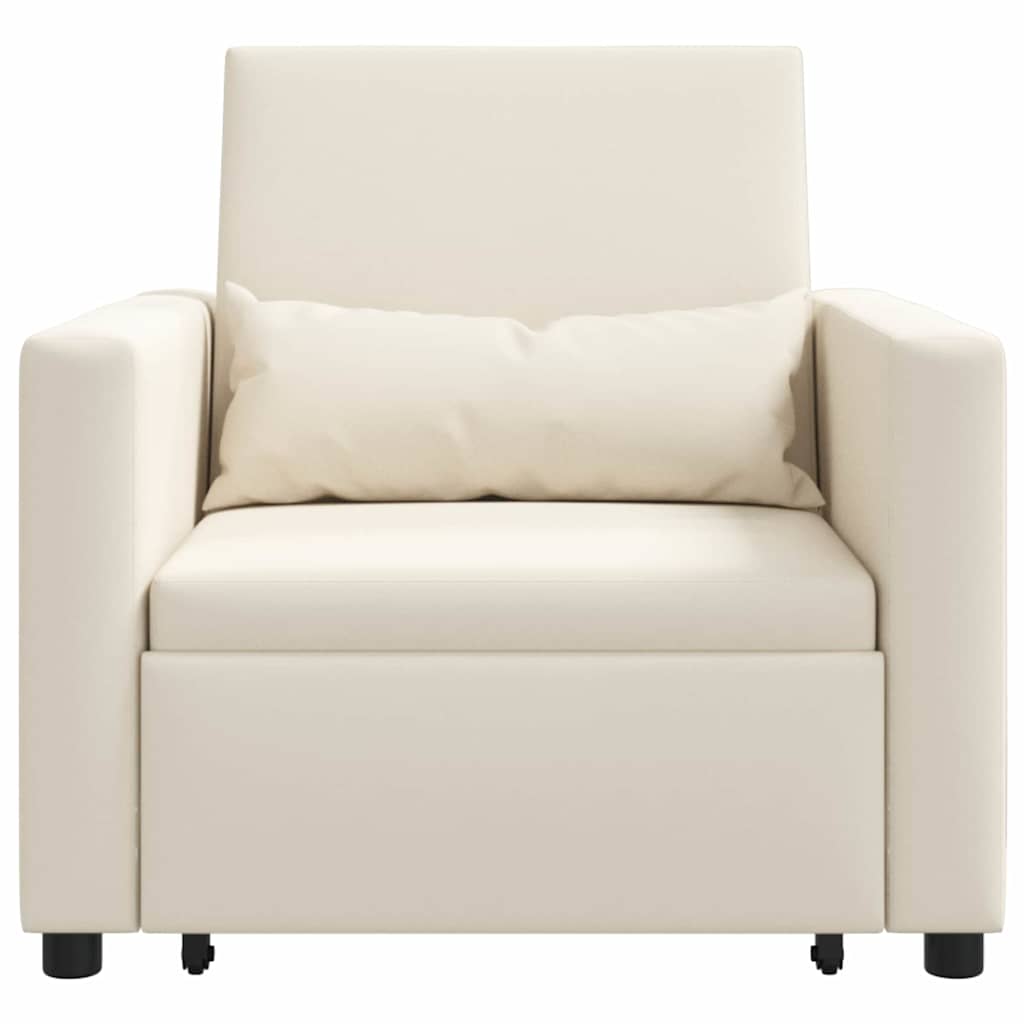 Einzel-Schlafsofa mit Rädern Cremeweiß 90 x 165 x 87 cm Stoff