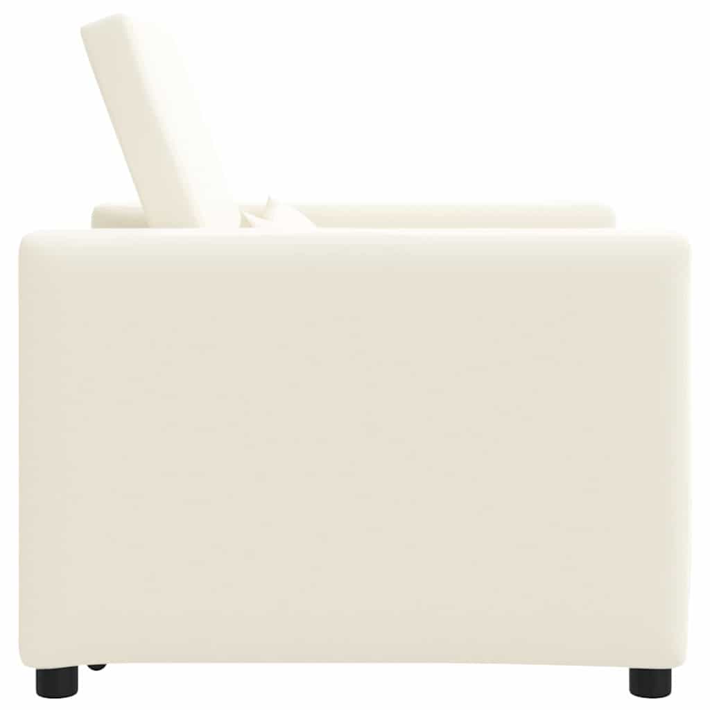Einzel-Schlafsofa mit Rädern Cremeweiß 90 x 165 x 87 cm Stoff