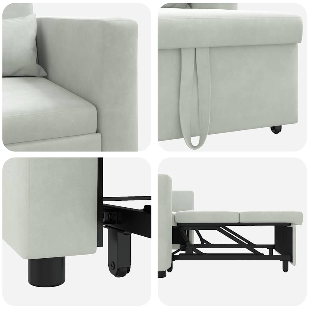 Einzel-Schlafsofa mit Rädern Hellgrau 90 x 165 x 87 cm Samt