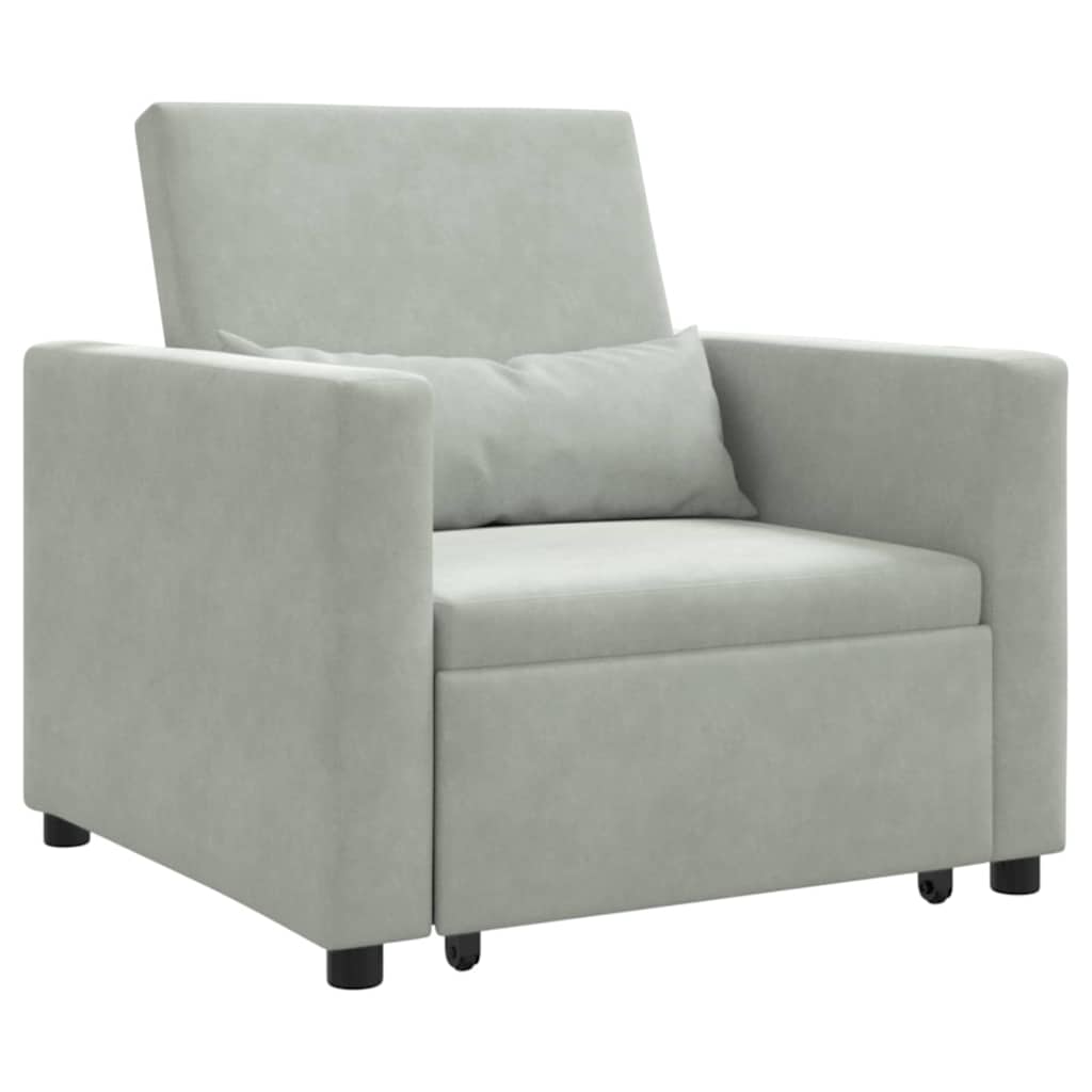 Einzel-Schlafsofa mit Rädern Hellgrau 90 x 165 x 87 cm Samt