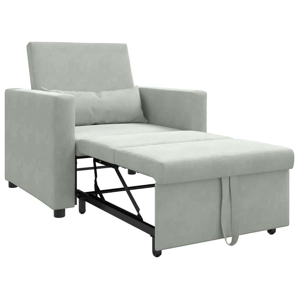 Einzel-Schlafsofa mit Rädern Hellgrau 90 x 165 x 87 cm Samt