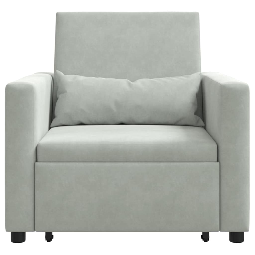 Einzel-Schlafsofa mit Rädern Hellgrau 90 x 165 x 87 cm Samt