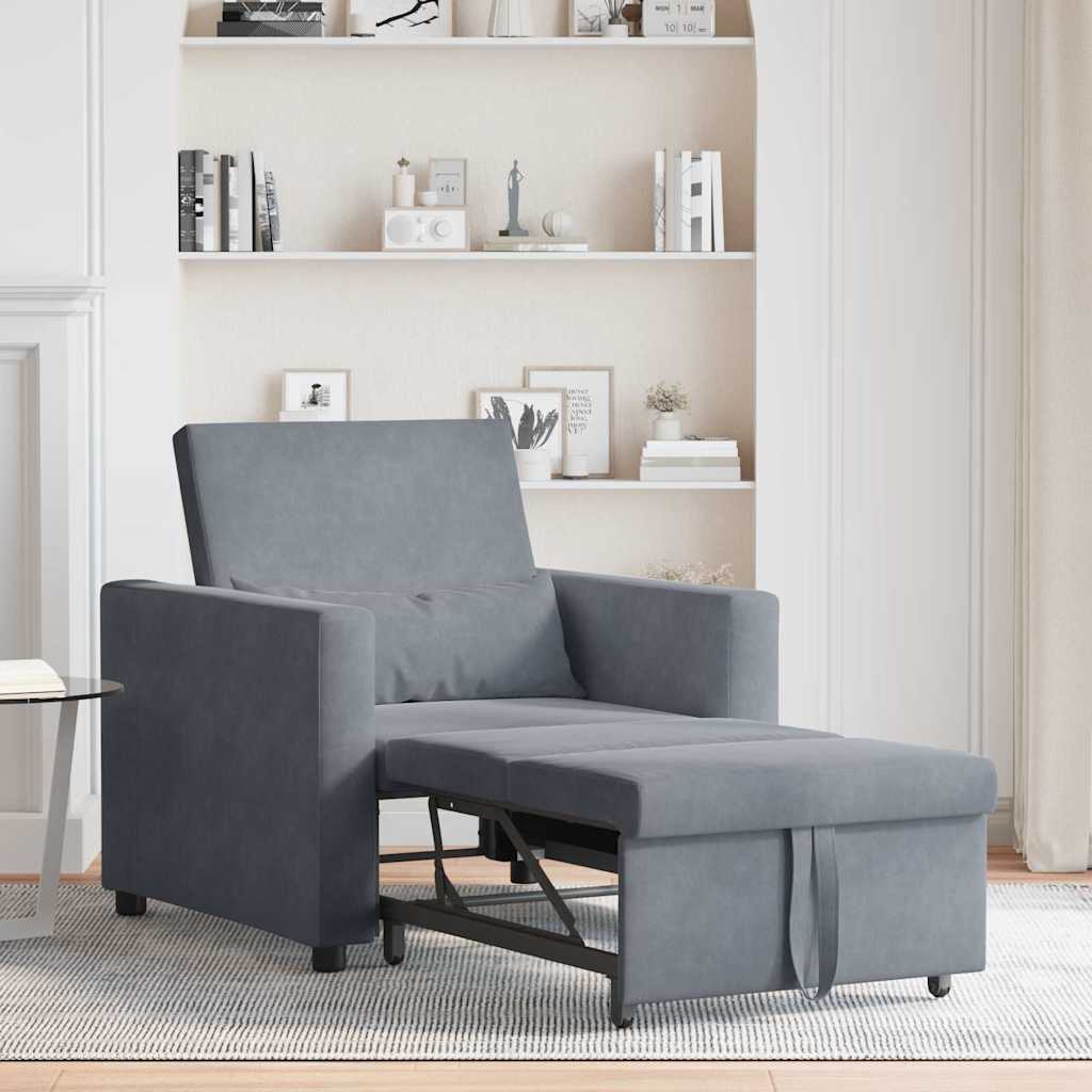 Einzel-Schlafsofa mit Rädern Dunkelgrau 90 x 165 x 87 cm Samt