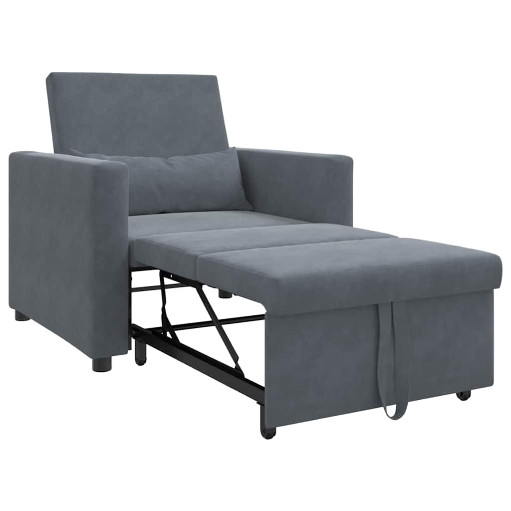 Einzel-Schlafsofa mit Rädern Dunkelgrau 90 x 165 x 87 cm Samt