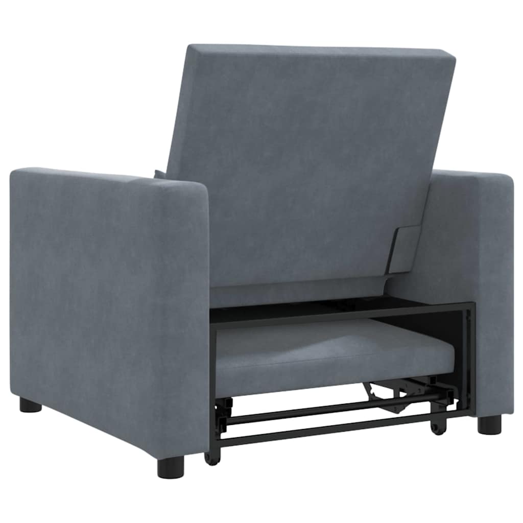 Einzel-Schlafsofa mit Rädern Dunkelgrau 90 x 165 x 87 cm Samt
