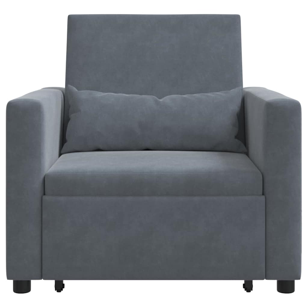 Einzel-Schlafsofa mit Rädern Dunkelgrau 90 x 165 x 87 cm Samt