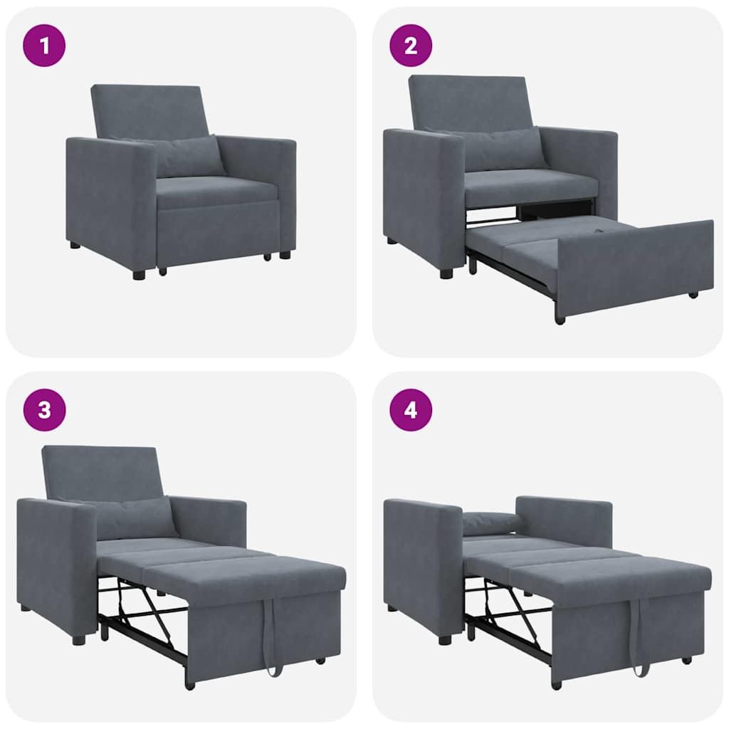 Einzel-Schlafsofa mit Rädern Dunkelgrau 90 x 165 x 87 cm Samt
