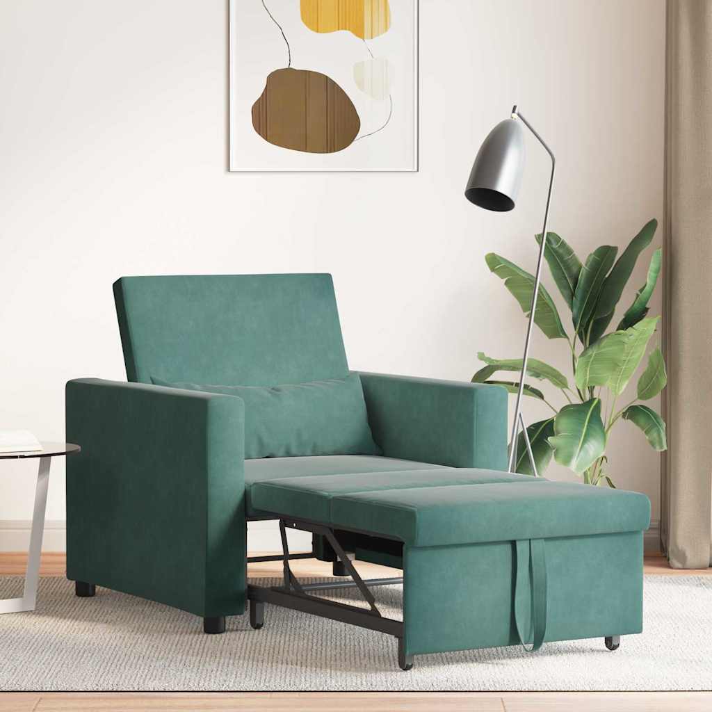 Einzel-Schlafsofa mit Rädern Dunkelgrün 90 x 165 x 87 cm Samt