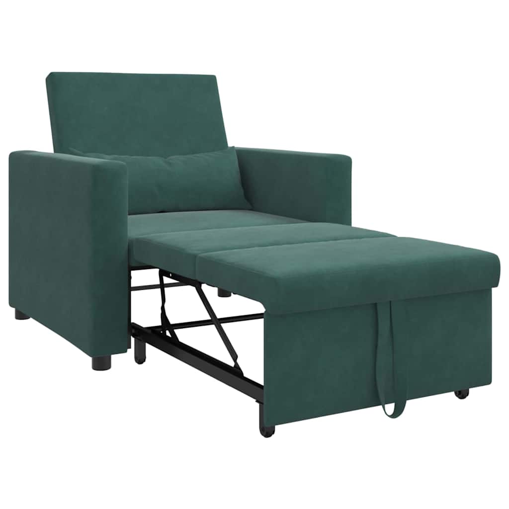 Einzel-Schlafsofa mit Rädern Dunkelgrün 90 x 165 x 87 cm Samt