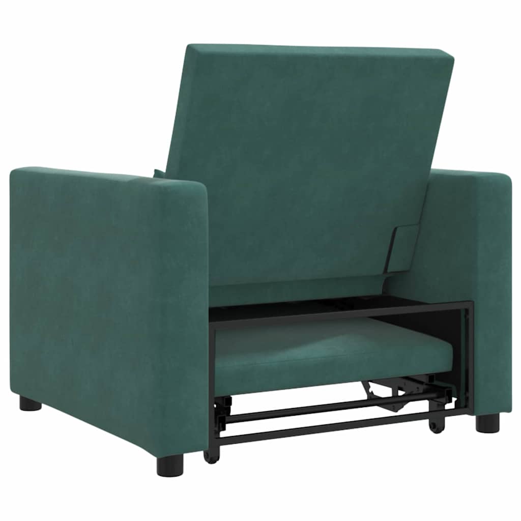 Einzel-Schlafsofa mit Rädern Dunkelgrün 90 x 165 x 87 cm Samt