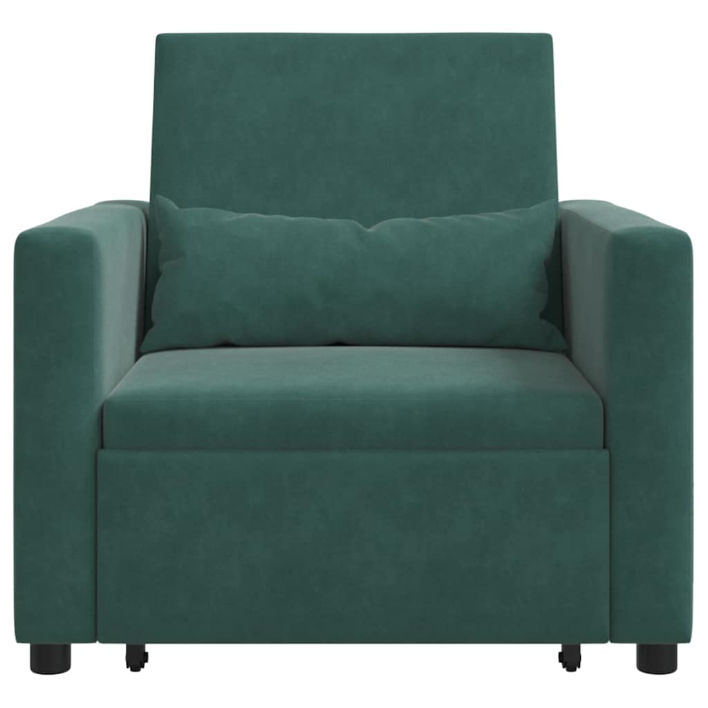 Einzel-Schlafsofa mit Rädern Dunkelgrün 90 x 165 x 87 cm Samt