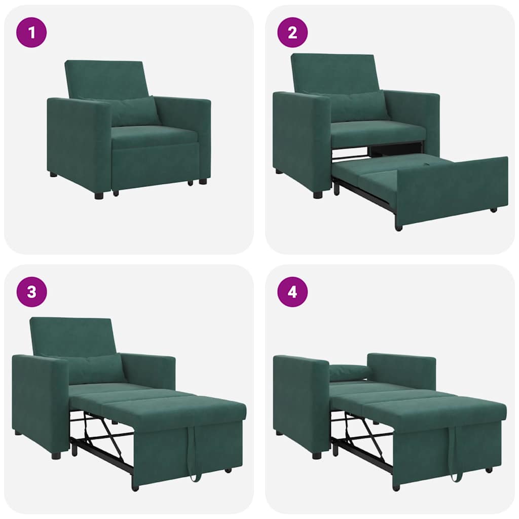 Einzel-Schlafsofa mit Rädern Dunkelgrün 90 x 165 x 87 cm Samt