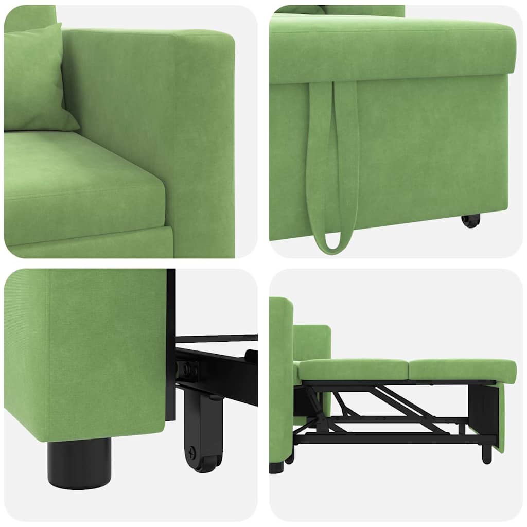 Einzel-Schlafsofa mit Rädern Hellgrün 90 x 165 x 87 cm Samt