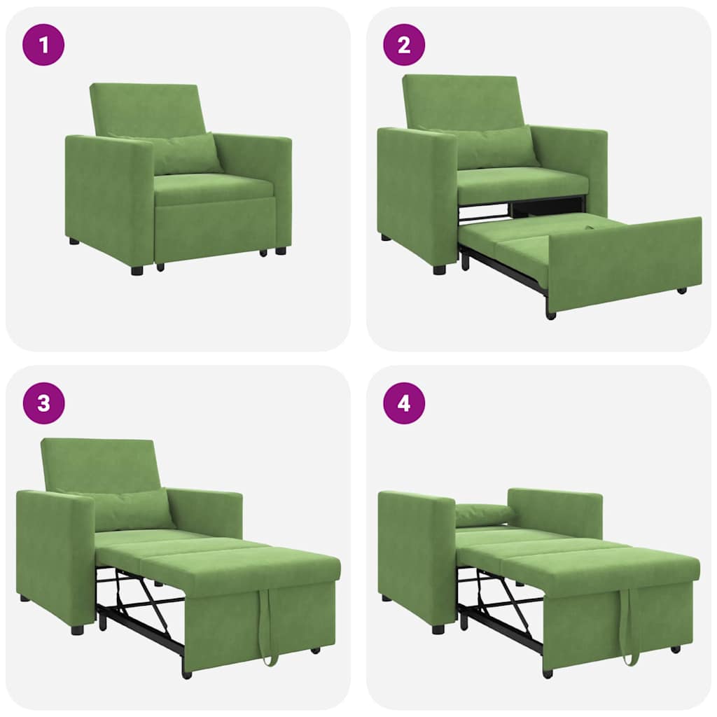 Einzel-Schlafsofa mit Rädern Hellgrün 90 x 165 x 87 cm Samt