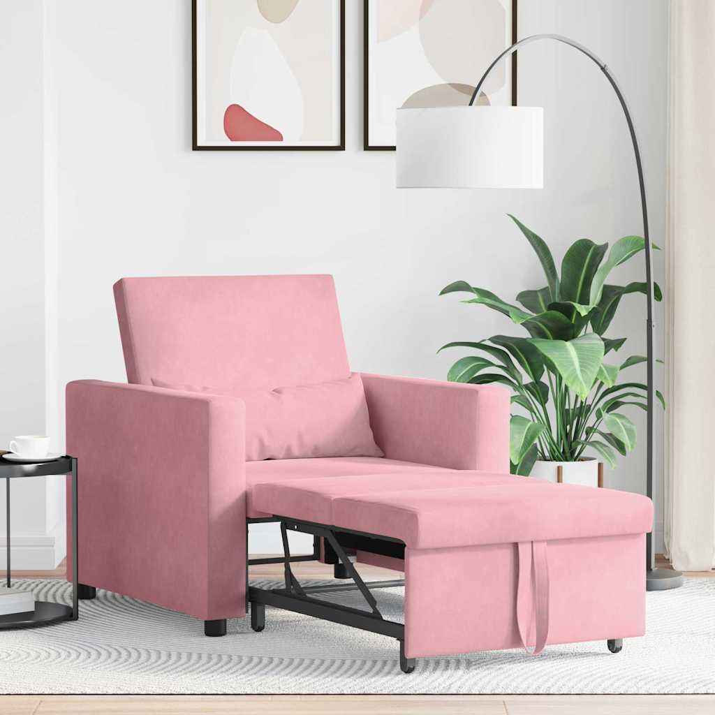 Einzel-Schlafsofa mit Rädern Hellrosa 90 x 165 x 87 cm Samt